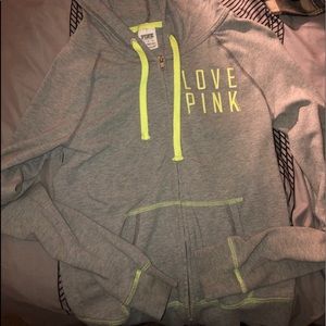 grey victoria secret pink zip up